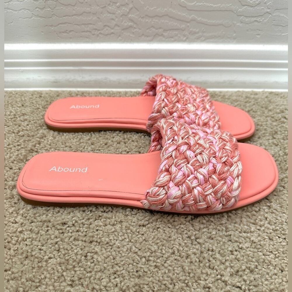 ABOUND | Pink Woven Slide Sandals Women’s Braided Summer Flats | Size 9 - Picture 2 of 6